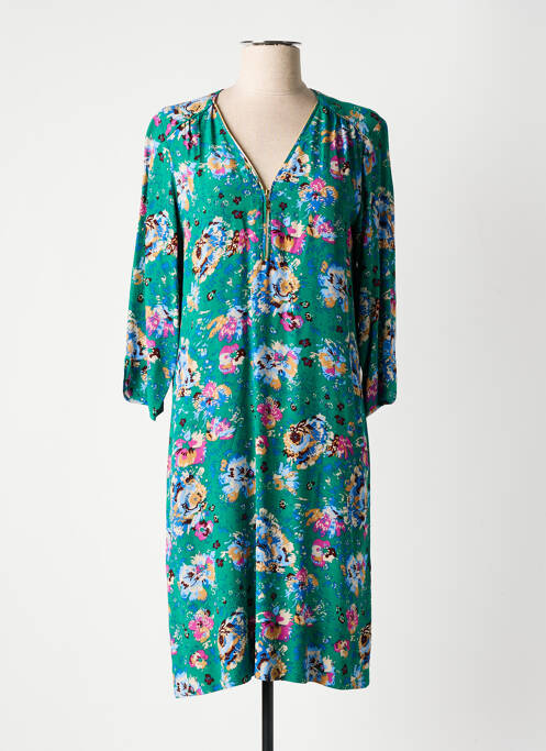 Robe mi-longue coupe fluide manches 3/4 vert GERARD DAREL femme
