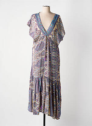 Robe longue manches courtes manches courtes violet B&B femme