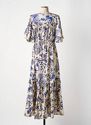 Robe longue imprimé fantaisie manches courtes bleu PURPLE QUEEN femme