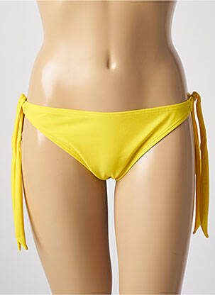 Bas de maillot de bain effet matière satinée bikini jaune LAGON BLEU femme