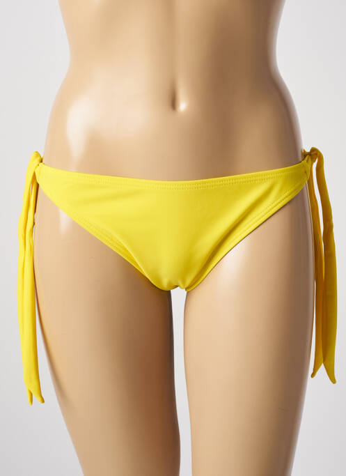 Bas de maillot de bain effet matière satinée bikini jaune LAGON BLEU femme