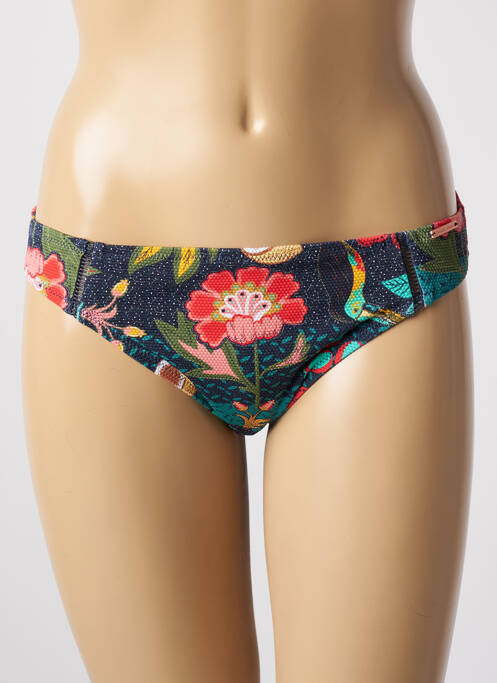 Bas de maillot de bain imprimé fleurs culotte bleu YSABEL MORA femme