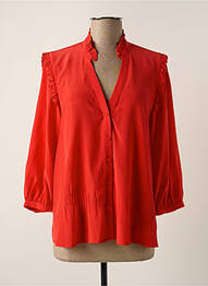 Chemisier tissage crêpe manches 3/4 rouge IDANO femme