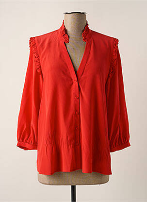 Chemisier tissage crêpe manches 3/4 rouge IDANO femme