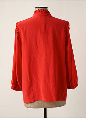 Chemisier tissage crêpe manches 3/4 rouge IDANO femme