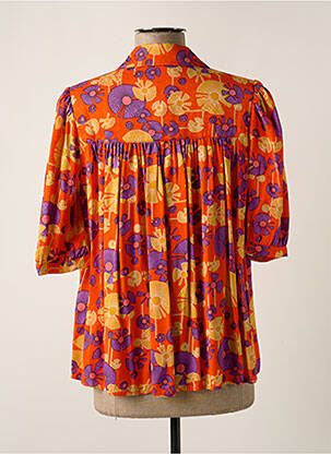 Chemisier imprimé fleurs manches 3/4 orange IDANO femme