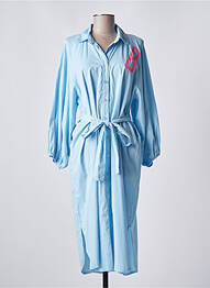 Robe mi-longue manches longues manches longues bleu LES BLONDINETTES femme