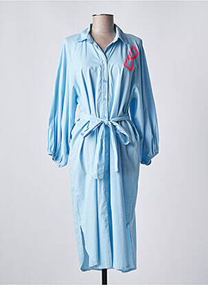 Robe mi-longue manches longues manches longues bleu LES BLONDINETTES femme