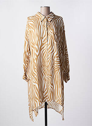 Robe mi-longue coupe fluide manches longues beige LES BLONDINETTES femme