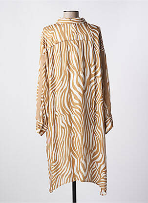 Robe mi-longue coupe fluide manches longues beige LES BLONDINETTES femme
