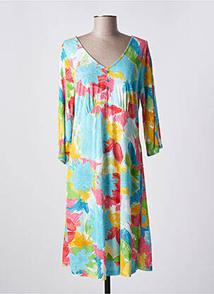 Robe mi-longue manches 3/4 manches 3/4 bleu AGATHE & LOUISE femme
