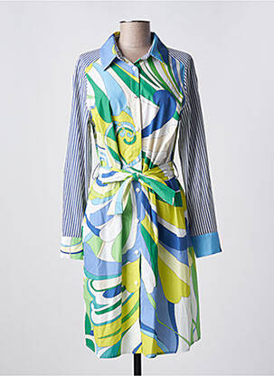 Robe mi-longue imprimé fantaisie manches longues vert LAFTY LIE femme