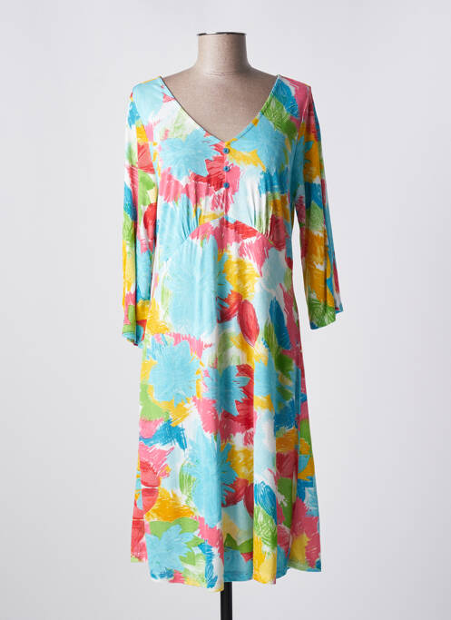 Robe mi-longue manches 3/4 manches 3/4 bleu AGATHE & LOUISE femme