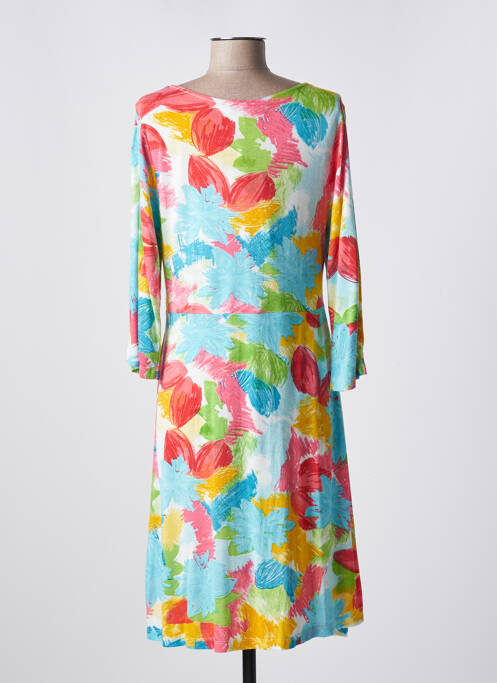 Robe mi-longue manches 3/4 manches 3/4 bleu AGATHE & LOUISE femme