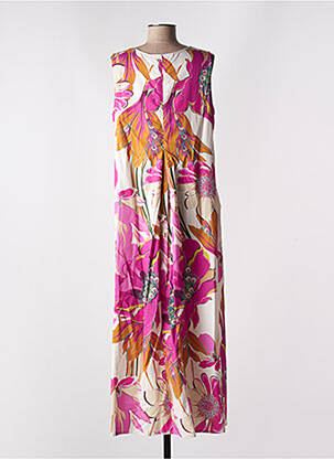 Robe longue imprimé fleurs sans manche rose MARIE LA LUNE femme