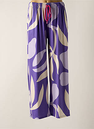 Pantalon large coupe fluide taille haute violet SCORZZO femme