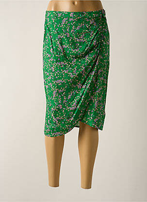 Jupe mi-longue fermeture zip latéral vert IDANO femme