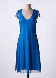 Robe mi-longue manches courtes manches courtes bleu MALOKA femme