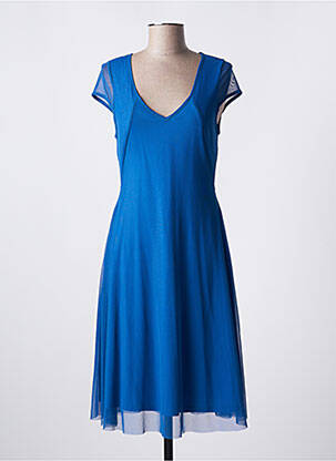 Robe mi-longue manches courtes manches courtes bleu MALOKA femme