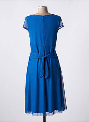 Robe mi-longue manches courtes manches courtes bleu MALOKA femme