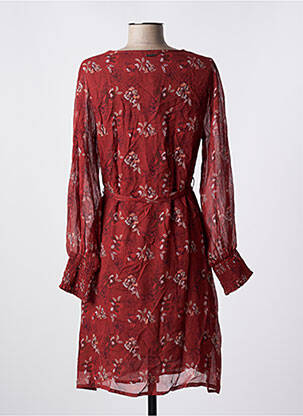 Robe mi-longue imprimé fleurs manches longues orange AGATHE & LOUISE femme