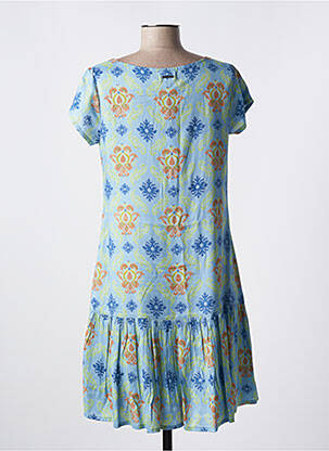 Robe mi-longue imprimé fleurs manches courtes bleu AGATHE & LOUISE femme