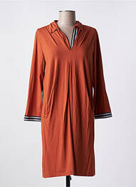 Robe mi-longue manches longues manches longues orange MALOKA femme