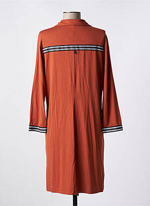 Robe mi-longue manches longues manches longues orange MALOKA femme
