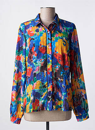 Chemisier imprimé fleurs manches longues bleu MALOKA femme