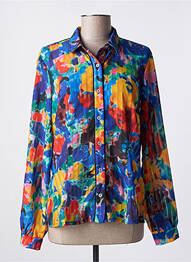 Chemisier imprimé fleurs manches longues bleu MALOKA femme