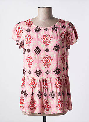 Blouse imprimé fleurs manches courtes rose AGATHE & LOUISE femme