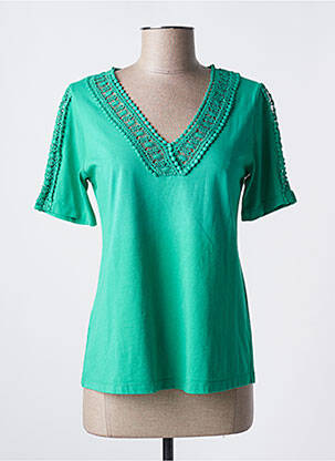 T-shirt col v manches courtes vert MALOKA femme