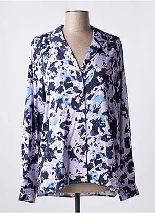 Chemisier imprimé fleurs manches longues bleu SELECTED femme