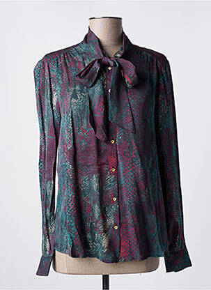 Chemisier tissage crêpe manches longues vert SCOTCH & SODA femme