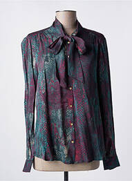 Chemisier tissage crêpe manches longues vert SCOTCH & SODA femme