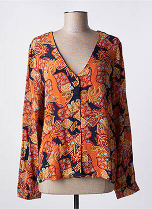 Chemisier imprimé fleurs manches longues orange ARTLOVE femme