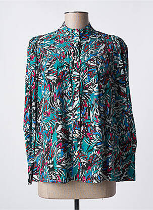Chemisier tissage crêpe manches longues vert SUNCOO femme