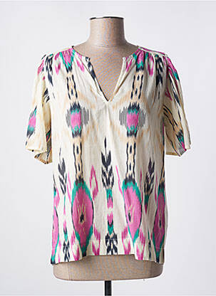 Blouse légère et transparente manches courtes beige MKT STUDIO femme