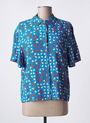 Chemisier tissage crêpe manches courtes bleu HARRIS WILSON femme