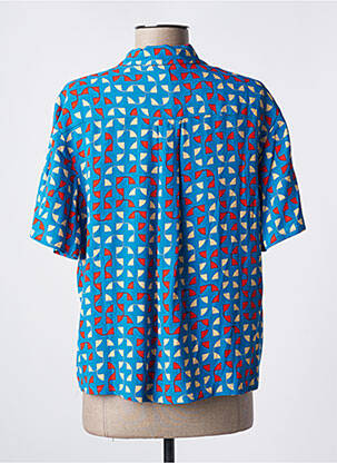 Chemisier tissage crêpe manches courtes bleu HARRIS WILSON femme