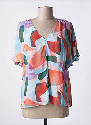 Blouse légère et transparente manches courtes orange POM AMSTERDAM femme