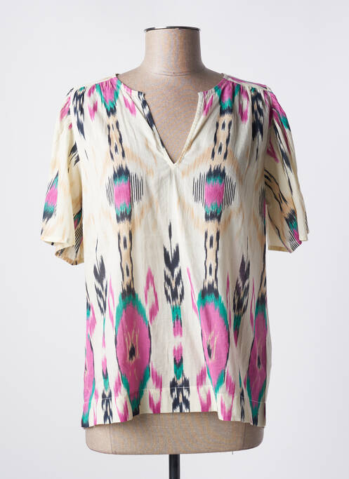 Blouse légère et transparente manches courtes beige MKT STUDIO femme