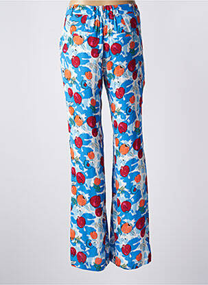 Pantalon flare fermeture zippée sous rabat avec crochet taille haute bleu POM AMSTERDAM femme