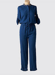 Combi-pantalon poches manches 3/4 bleu SCOTCH & SODA femme