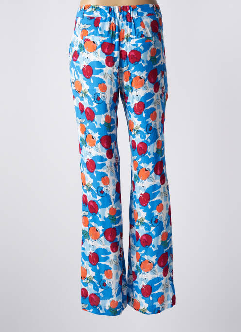 Pantalon flare fermeture zippée sous rabat avec crochet taille haute bleu POM AMSTERDAM femme