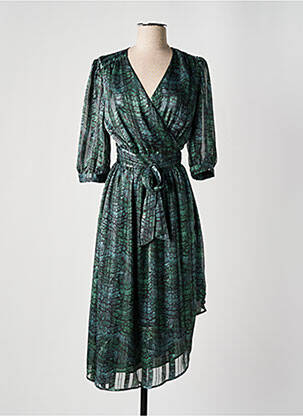 Robe mi-longue manches 3/4 manches 3/4 vert SCOTCH & SODA femme