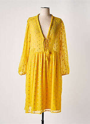 Robe mi-longue manches longues manches longues jaune SCHOOL RAG femme