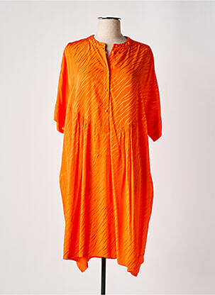 Robe mi-longue manches 3/4 manches 3/4 orange SELECTED femme