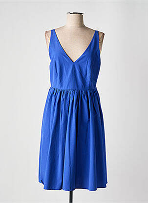 Robe mi-longue fermeture zippée au dos fines bretelles bleu SELECTED femme