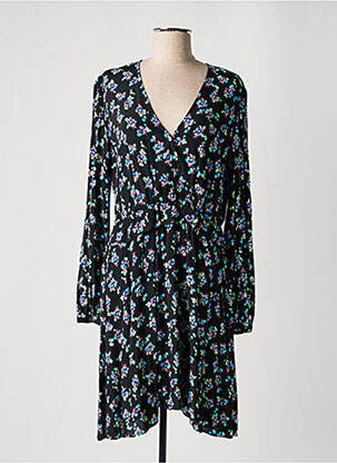 Robe mi-longue imprimé fleurs manches longues noir SCOTCH & SODA femme